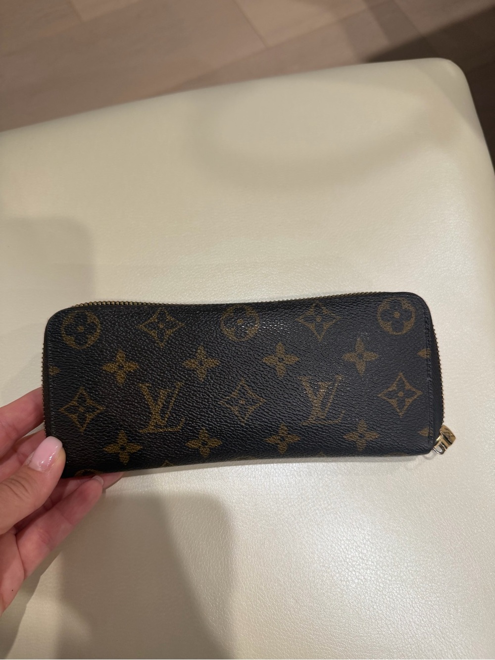 Louis Vuitton Monogram Zip Around Wallet in Brown and Gold Hardware